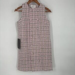 Pomander Place Women Tweed Bianca Dress Small Pink Peony Career Interview Preppy
